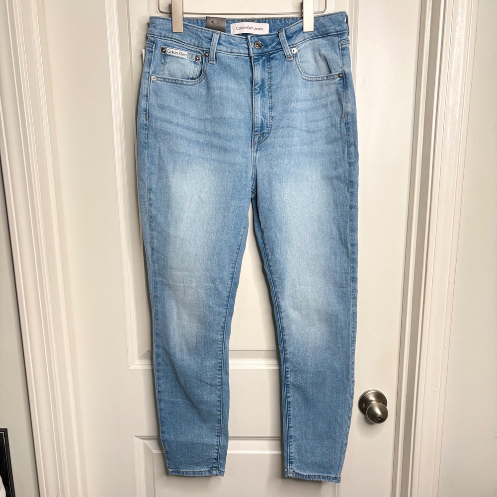 Calvin Klein Jeans Womens High Rise Skinny Light Wash Robins Egg Blue 12/31 27L